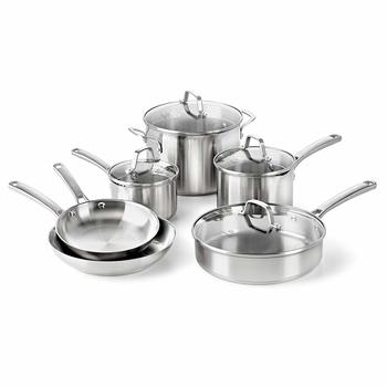 6. Calphalon Classic Pans and Pots Set, Stainless Steel, 10-Piece Cookware Set