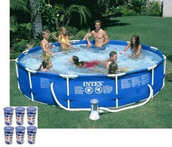 8. Intex 12 x 30 Metal Frame Inflatable Swimming Pool  -with 530 GPH Filter Pump