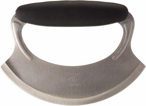#1. Amco Stainless Steel Mezzaluna with Silicone Handle