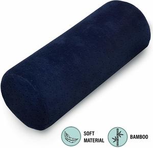 #10 Bamboo Navy Round Cervical Roll Cylinder Bolster Pillow