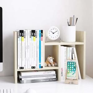 #5 Jerry & Maggie - Desktop Organizer Office Storage Rack Adjustable Wood Display Shelf - Free Style Double H Display - True Natural Stand Shelf - White Wood Tone