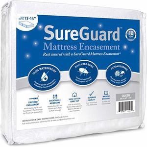 #3- SureGuard Mattress Encasement Waterproof Six-Sided Cover