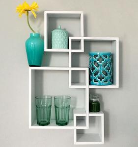 4. Greenco Decorative 4 Cube Intersecting Wall Mounted Floating Shelves