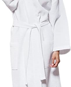 #6- Turquaz Linen Lightweight Long Waffle Kimono Unisex Spa Robe