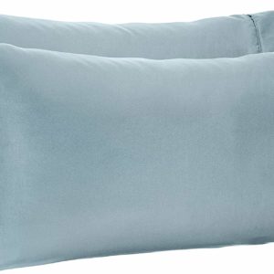 #6. AmazonBasics Light-Weight Microfiber Pillowcases - 2-Pack, King, Spa Blue
