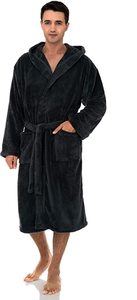 #9. TowelSelections Men's Robe, Plush Fleece Hooded Spa Bathrobe