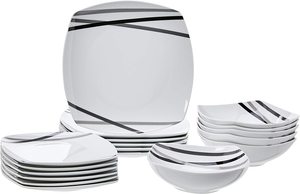 6. AmazonBasics 18-Piece Square Kitchen Dinnerware Set