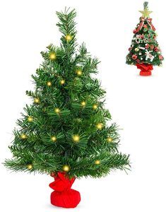 6. La fete 24'' Pre Lit Tabletop Artificial Christmas Tree