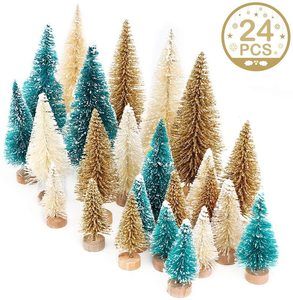 7. AerWo 24PCS Artificial Mini Christmas Trees