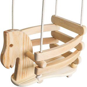 7. Wooden Horse Toddler Swing Set