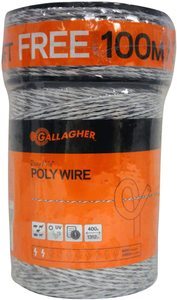 #1. Gallagher 116 Diameter Electric Fence Polywire 1312 Ft 