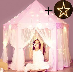 7. Princess Castle Tent with Large Star Lights String