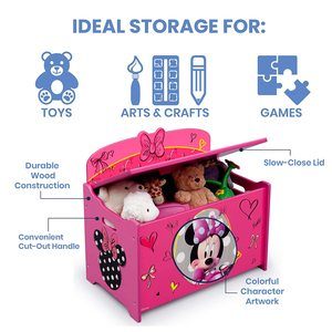 2. Delta Children Deluxe Toy Box, Disney Minnie Mouse