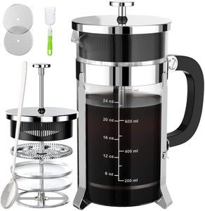 2. French Press Coffee And Tea Maker, 34 oz, Silver