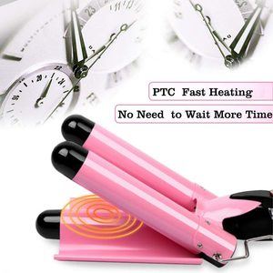 6. 3 Barrel Curling Iron Wand, Heats Up Quickly (Pink)