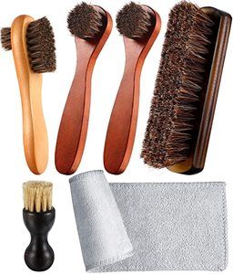 8. Youngjoy 6 Pieces Horsehair Shine Shoes Brush kit