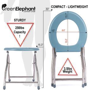 4. Green Elephant Folding Commode Portable Toilet Seat