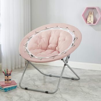 1. Urban Shop Micromink Web Saucer Chair, Blush