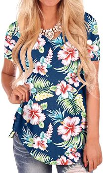 #2. NIASHOT Women's Short Sleeve Hawaiian Shirt