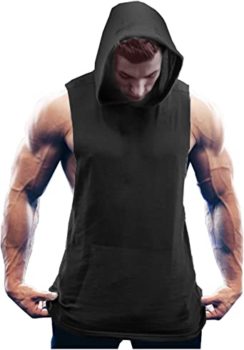#3. Men’s Workout Hooded Tank Tops