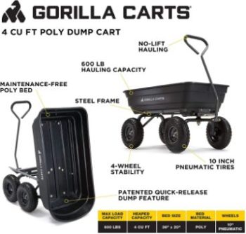 5. Gorilla Carts GOR4PS Poly Garden Dump Cart
