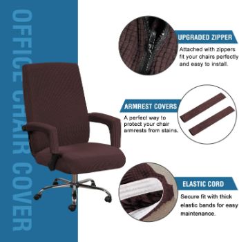 7. Jacquard Computer Office Chair Covers (Large, Chocolate)