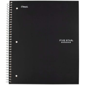 1. Five Star Spiral College Ruled Notebook