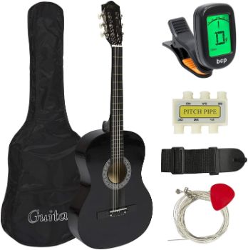 2. Meda Beginner Acoustic Guitar Starter Kit, 38in