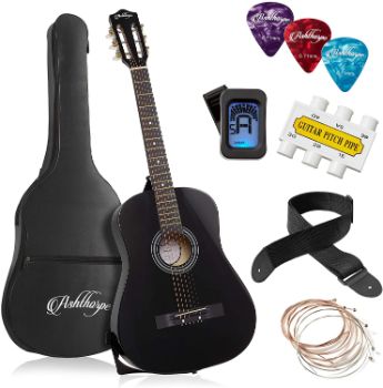 5. Ashthorpe 38-inch Beginner Acoustic Guitar Package (Black)