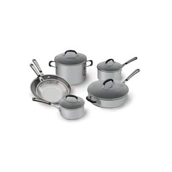 3. Simply Calphalon 1757697 10- piece Stainless Steel Cookware Set, Silver