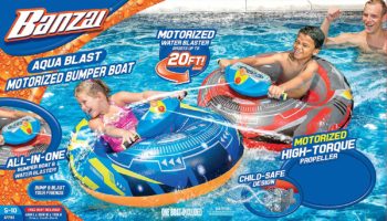 5. Banzai Aqua Blast Blue Motorized Bumper Boat