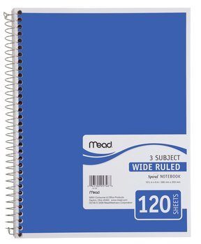 6. Mead Spiral Notebook, 3 Subject, Blue