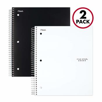 8. Five Star Spiral Notebooks, 3 Subject (2 Pack)