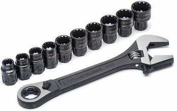 10 Crescent 11 Pc. Pass-Thru X6 Black Oxide Adjustable Wrench and Spline Socket Set