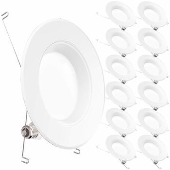 6. Sunco Lighting 5 and 6 Inch LED Dimmable Recessed Downlight, 13W=75W, 3000K Warm 