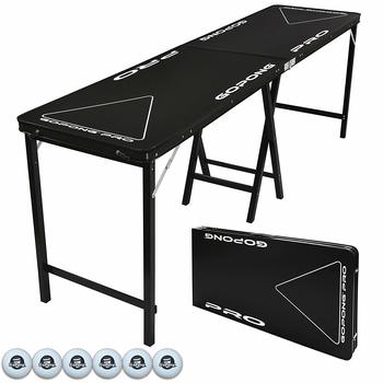 7 GoPong PRO 8 Foot Beer Pong Table - Heavy Duty (Black, 36-Inch Tall)