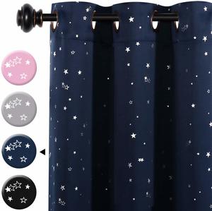 #4 H.VERSAILTEX Blackout Curtains Kids Room for Boys Girls Thermal Insulated Twinkle Silver Stars Pattern Curtain Drapes