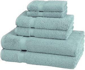 #4- Pinzon Organic Cotton Bathroom Towels, 6 Piece Set, Spa Blue