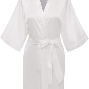 #4- Women's Pure Color Satin Kimono Robes