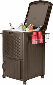 7. Suncast Resin Wicker Outdoor Cooler with Wheels