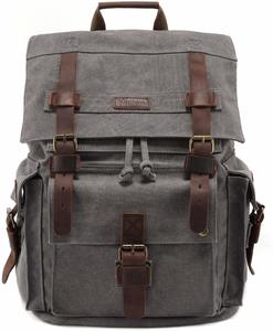 10. Kattee Men's Canvas Leather Hiking Travel Backpack