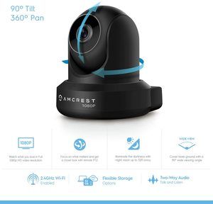 #2 Amcrest ProHD 1080P WiFi Camera 2MP (1920TVL) Indoor Pan