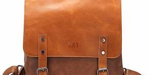 8. LXY Vegan Leather Backpack Vintage Laptop Bookbag