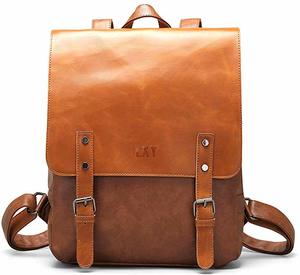 8. LXY Vegan Leather Backpack Vintage Laptop Bookbag