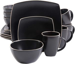 9. Gibson Overseas 102261.16RM Soho Lounge Square 16-Piece Dinnerware Set Service of 4