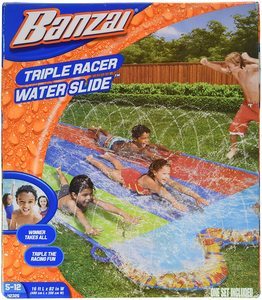 9. BANZAI Triple Racer Water 16 Feet Long, Slide