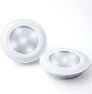 5. LED Tap Lights, Stick On Push Lights (2 Pack, White)