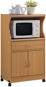 6. Hodedah Microwave Cart, Beech