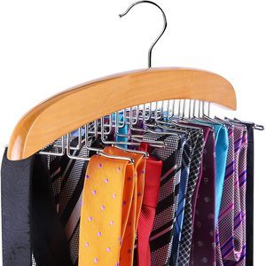 10. Ohuhu 24 Tie Hanger Hook Storage Rack