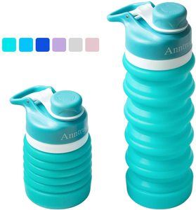 4. Food-Grade Silicone Travel Water Bottle, 18oz (Aqua Blue)